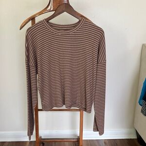 Striped Brown Long Sleeve Top